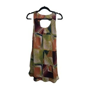 Sunny Leigh Women's Retro Abstract Print Dress Multicolor Boho Size 6‎ Geometric
